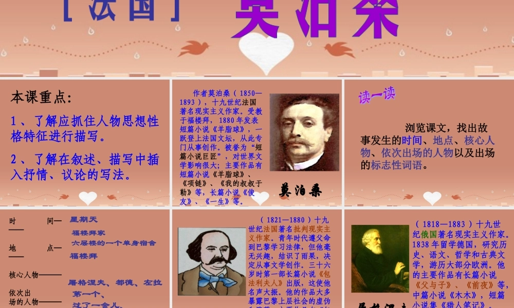 中学七年级语文下册 第14课(福楼拜家的星期天)课件 新人教版 课件