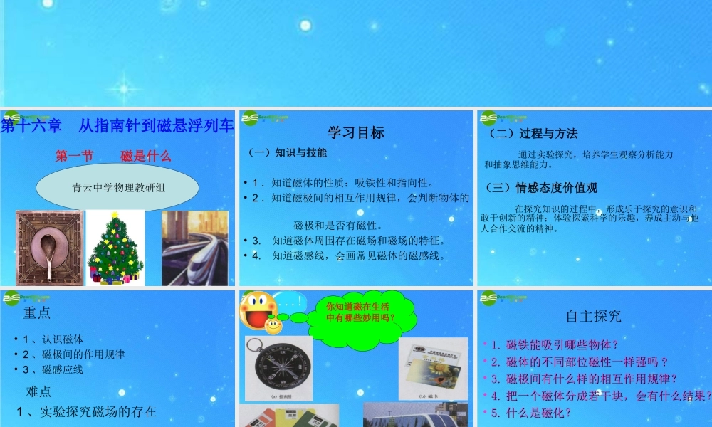 九年级物理 第十六章第一节(磁是什么)课件 沪科版 课件