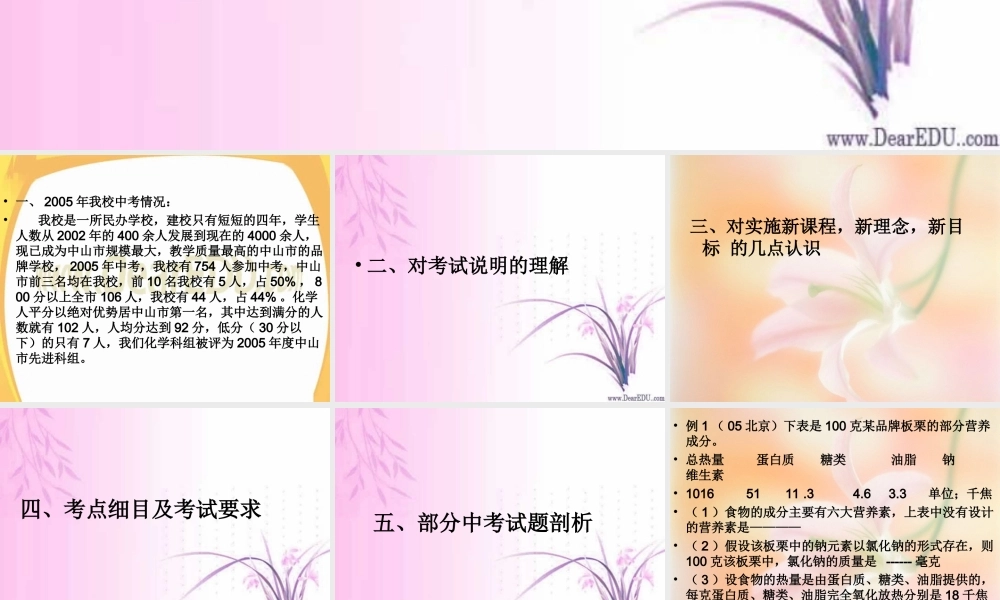 广东省中考化学备考研讨会 对中考复习备考的再认识 新课标 试题