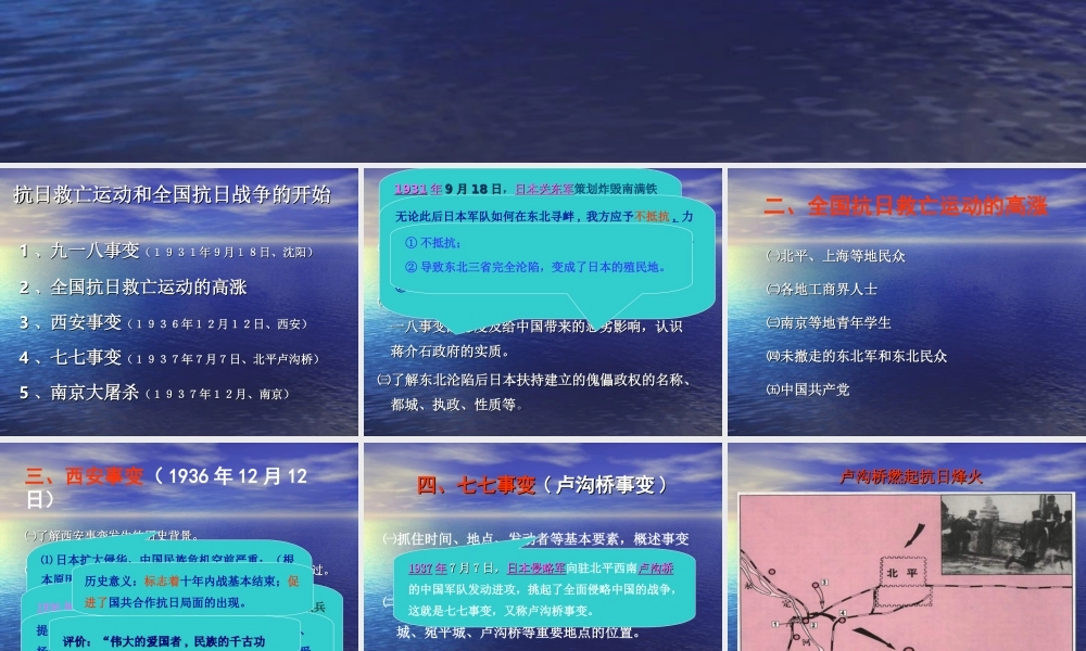 八年级历史上册(第四学习主题 中华民族的抗日战争)课件 川教版 课件