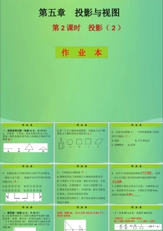 九年级数学上册 第5章 投影与视图 第2课时 投影(2)(课后作业)习题课件 (新版)北师大版 课件
