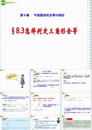 八年级数学下册 8-3(怎样判定三角形全等)课件 青岛版 课件