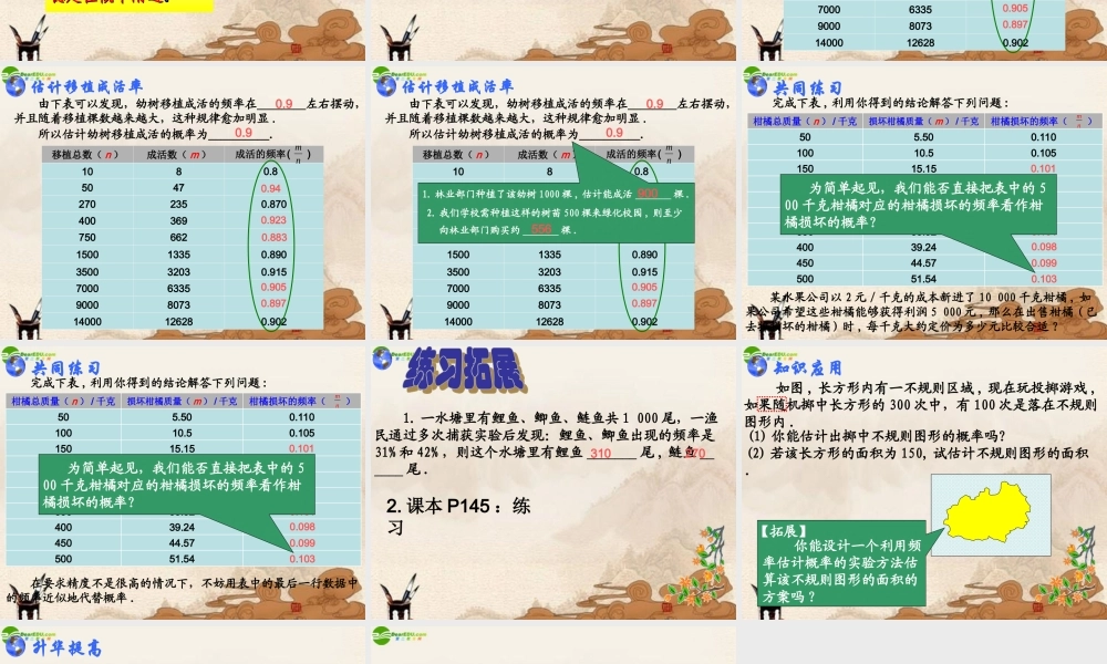 九年级数学上册 利用频率估计概率课件 人教新课标版 课件