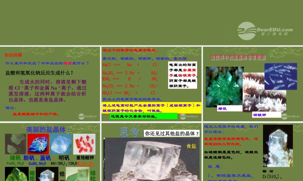 九年级科学上册 第一章(探索物质的变化)几种重要的盐课件1 浙教版 课件