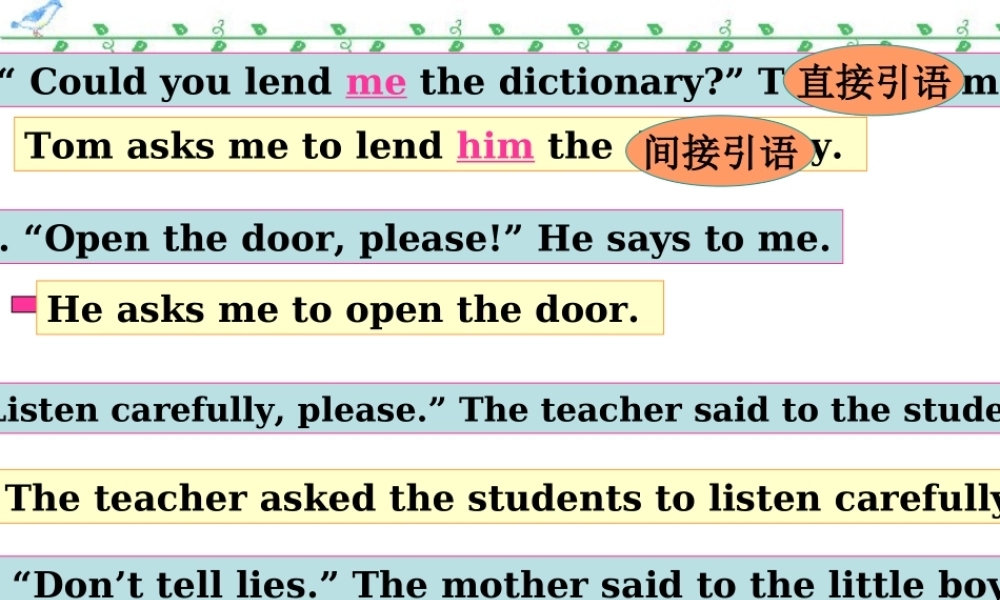 广东省高考英语专题复习重要语法间接引语 新课标 人教版 试题