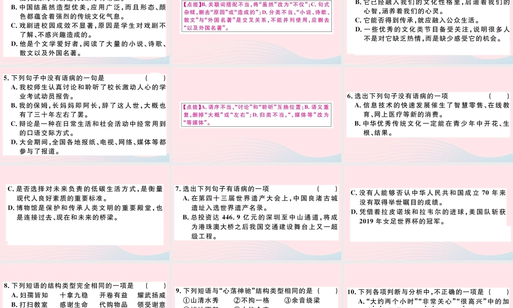 文下册 专题四 语病与语法常识习题课件 新人教版 课件