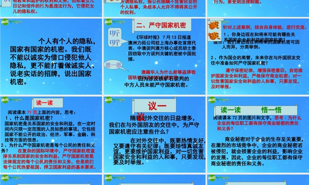 九年级政治 第5课第3课时 尊重隐私保守秘密课件 苏教版 课件