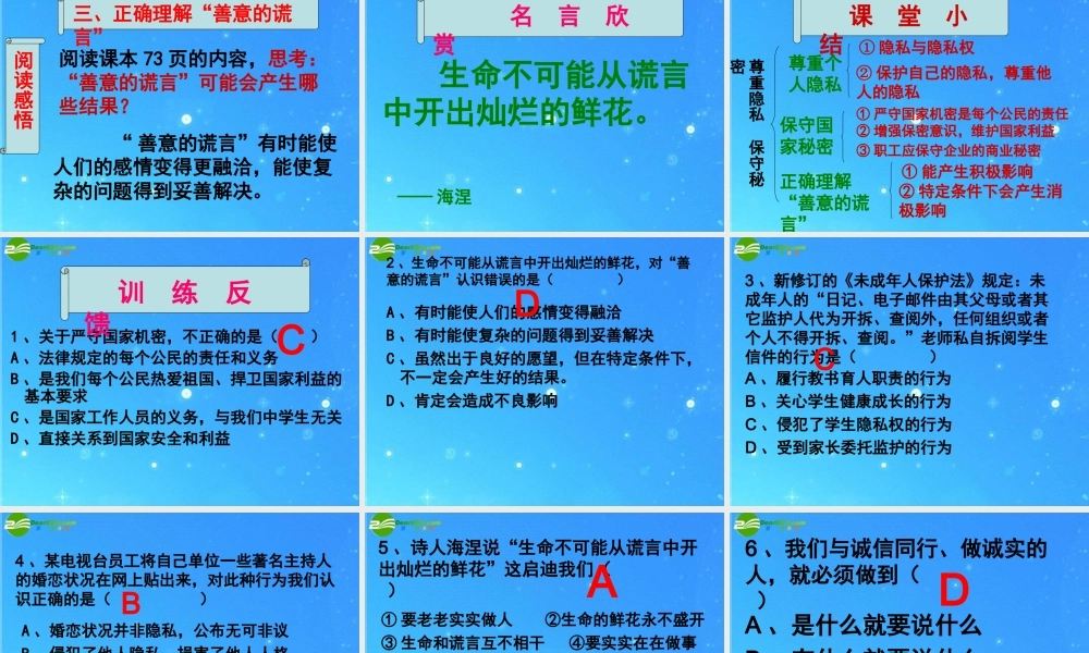 九年级政治 第5课第3课时 尊重隐私保守秘密课件 苏教版 课件