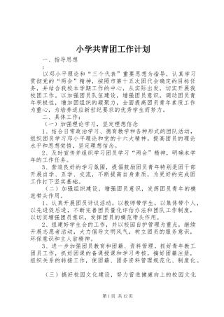 小学共青团工作计划