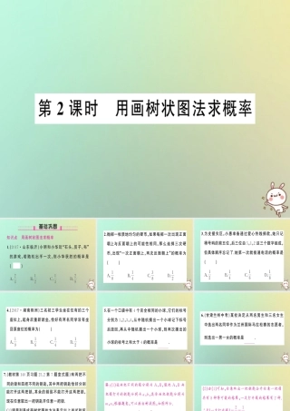 九年级数学上册 第二十五章 概率初步 252 用列举法求概率 第２课时 用画树状图法求概率习题课件 (新版)新人教版 课件
