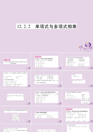 八年级数学上册 第12章 整式的乘除 12.2 整式的乘法 12.2.2 单项式与多项式相乘作业课件 (新版)华东师大版 课件