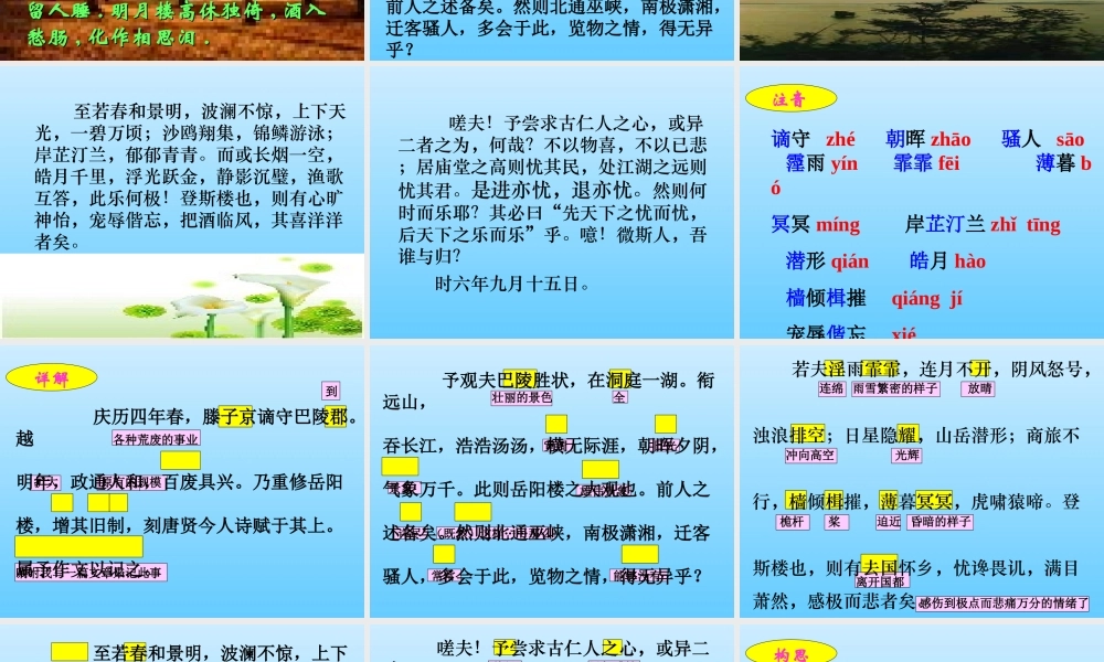 初二语文下学期 岳阳楼记课件 新课标 人教版 课件