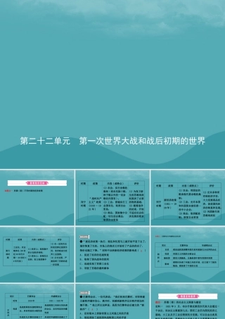 中考历史复习 第二十二单元 第一次世界大战和战后初期的世界课件