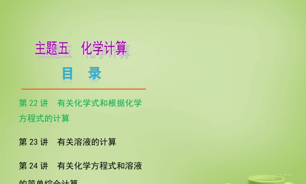 中考化学自主复习 化学计算(一)有关化学式和根据化学方程式的计算课件