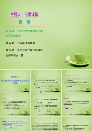 中考化学自主复习 化学计算(一)有关化学式和根据化学方程式的计算课件