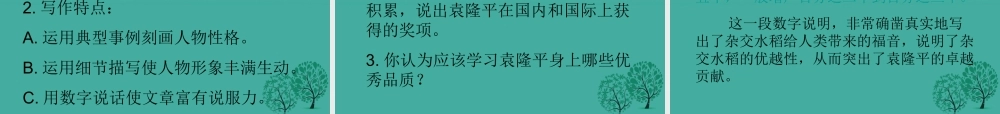 八年级语文上册 第8课(杂交水稻之父  袁隆平)课件 (新版)语文版 课件