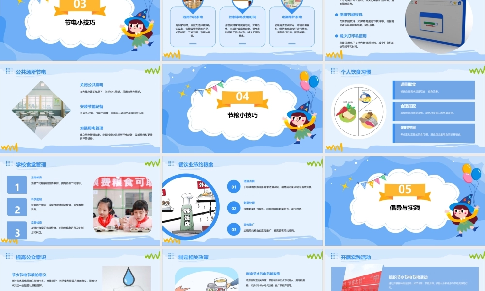 节水节电节粮主题班会通用课件