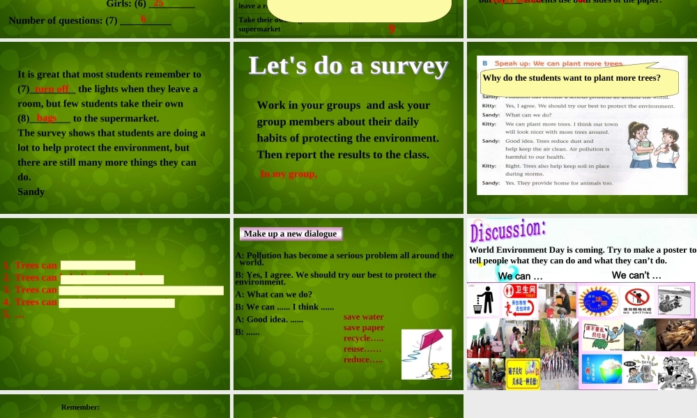 八年级英语下册 Unit 8 A green World Integrated skills课件2 (新版)牛津版 课件