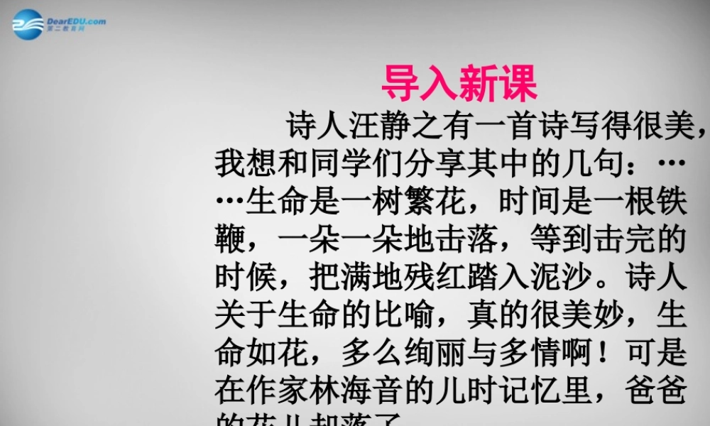 中学七年级语文下册(第2课 爸爸的花儿落了)课件 新人教版 课件