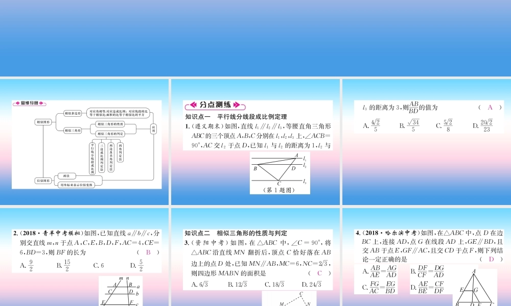 九年级数学下册 第27章 相似整合与提升作业课件 (新版)新人教版 课件