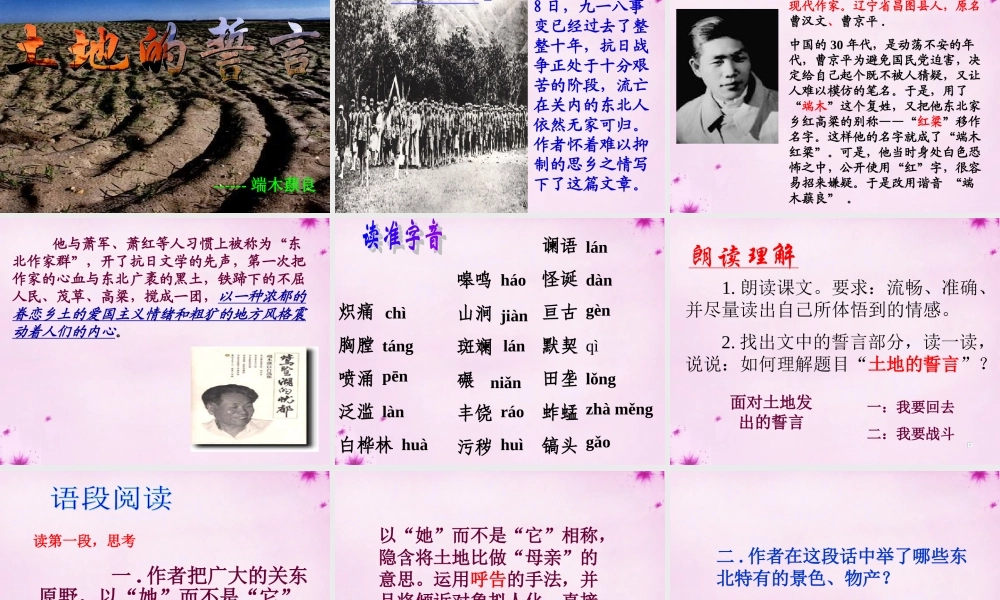 中学七年级语文下册 第9课(土地的誓言)课件 (新版)新人教版 课件