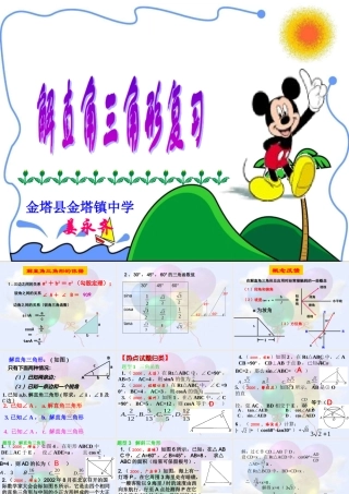 初三数学解直角三角形的应用复习课件 华师版 课件