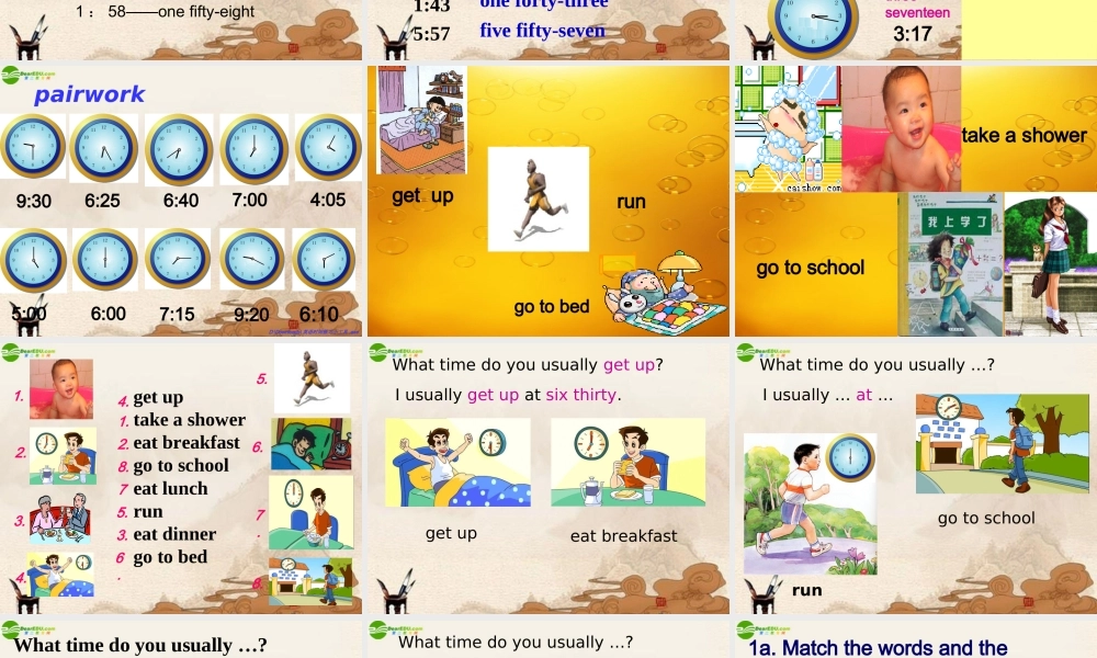 七年级英语上册 unit11What time do you go to school公开课课件 人教新目标版 课件