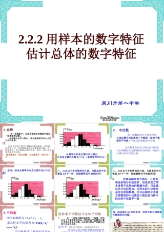 广东省吴川市高一数学用样本的数字特估计总体的数字特征 新课标 人教版 课件