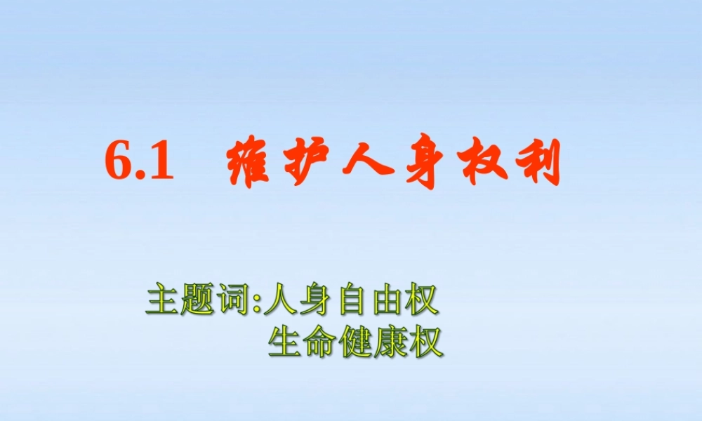 八年级政治下册 维护人身自由权课件 粤教版 课件