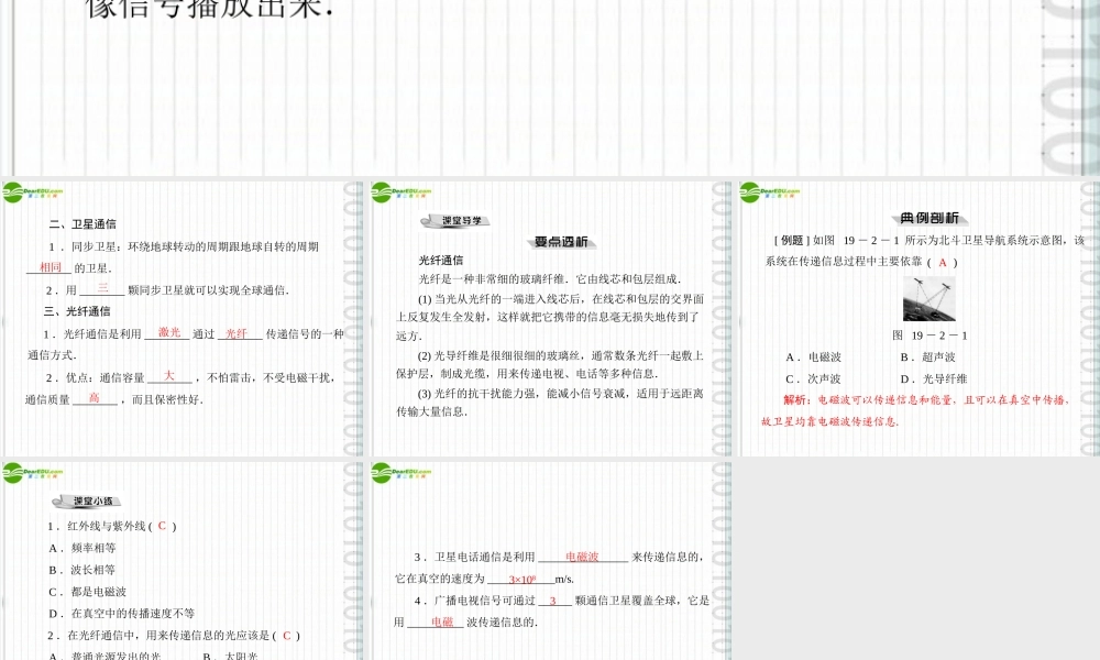 九年级物理 第十九章 192 广播电视与通信 配套课件 粤教沪科版 课件