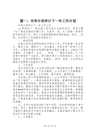 篇一：市审计局审计下一年工作计划