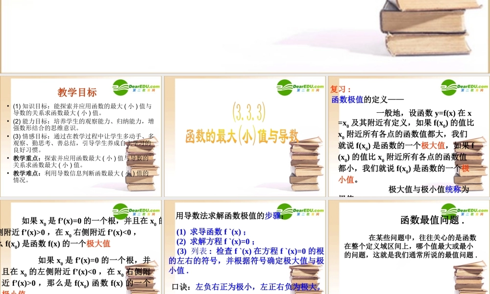 数学：333(导数在研究函数中的应用-最大小值)课件(新人教A版选修1-1) 课件