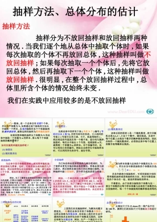 抽样方法、总体分布的估计 人教版 课件