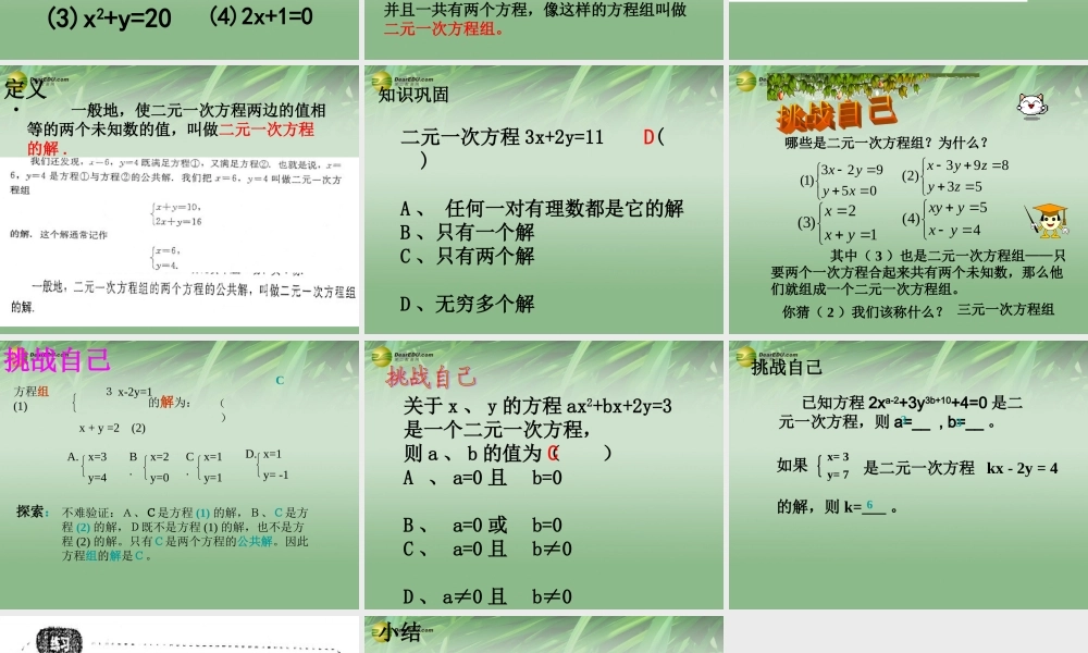 中学七年级数学下册 8.1 二元一次方程组课件 (新版)新人教版 课件