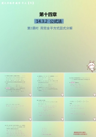 八年级数学上册 第十四章 整式的乘法与因式分解 14.3 因式分解 14.3.2 公式法 第2课时 用完全平方式因式分解习题课件 (新版)新人教版 课件