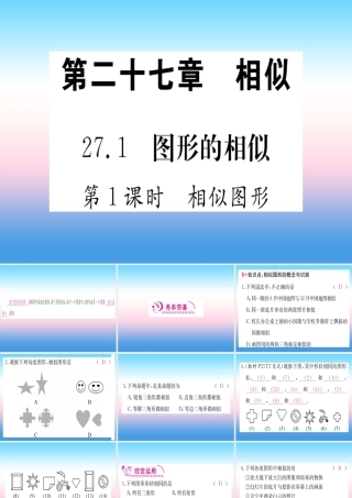 九年级数学下册 第27章 相似 271 图形的相似 第1课时 相似图形课堂导练课件(含中考真题)(新版)新人教版 课件
