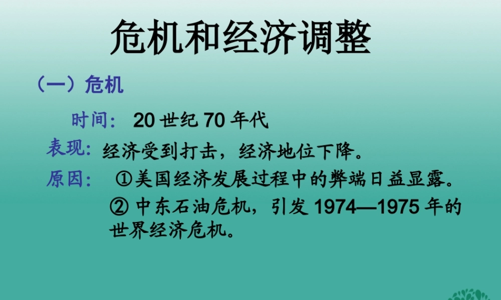 九年级历史下册 第8课(美国经济的发展)美国经济危机与调整课件 新人教版 0106318