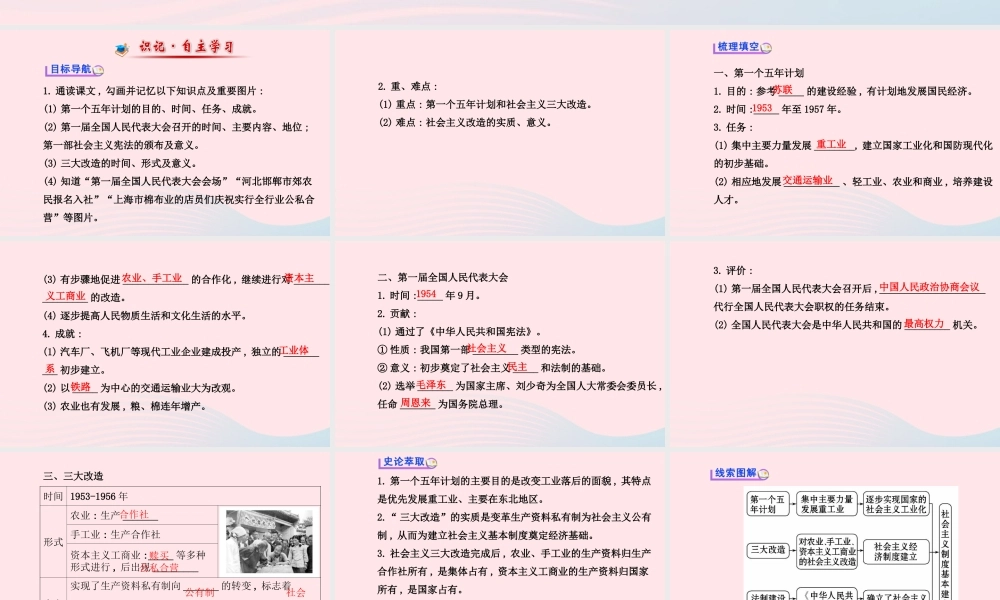 八年级历史下册 第2单元 社会主义道路的探索 第5课 社会主义制度的基本建立课件 岳麓版 课件