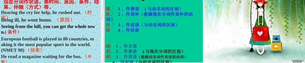 山西省阳泉市高一英语现在分词与动名词 人教版 课件