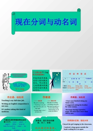 山西省阳泉市高一英语现在分词与动名词 人教版 课件