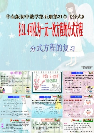 可化为一元一次方程的分式方程三 华东师大版 课件
