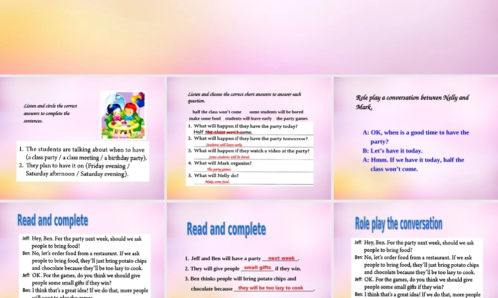 八年级英语上册 Unit 10 If you go to the party，you'll have a great time section A(2a 2d)课件 (新版)人教新目标版 课件