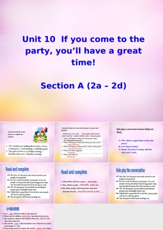 八年级英语上册 Unit 10 If you go to the party，you'll have a great time section A(2a 2d)课件 (新版)人教新目标版 课件