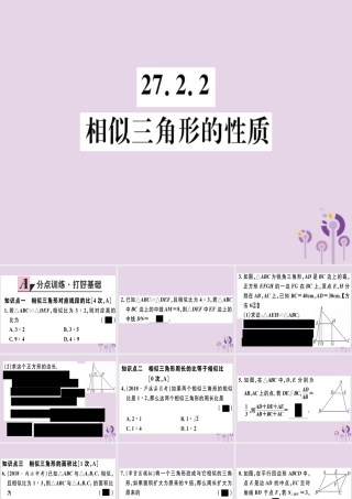 九年级数学下册 第二十七章 相似 272 相似三角形 2722 相似三角形的性质习题讲评课件 (新版)新人教版 课件