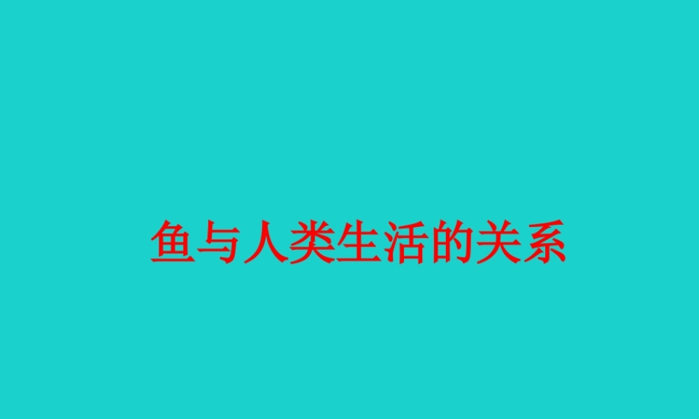 八年级生物上册 第七单元 第一章 第四节 鱼类 鱼与人类生活的关系课件 鲁科版五四制 课件