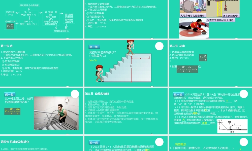 天津市八年级物理下册 第十一章 功和机械能复习课件 (新版)新人教版 课件