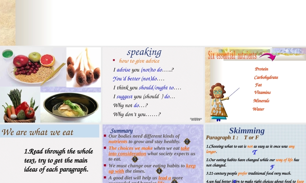 人教版高一英语Unit13 Healthy eating2 课件