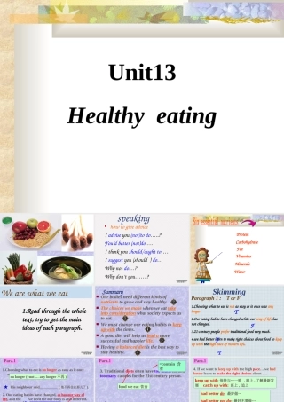 人教版高一英语Unit13 Healthy eating2 课件