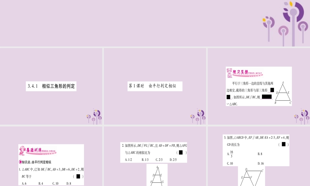 九年级数学上册 第3章 图形的相似 34 相似三角形的判定与性质 341 第1课时 作业课件 (新版)湘教版 课件