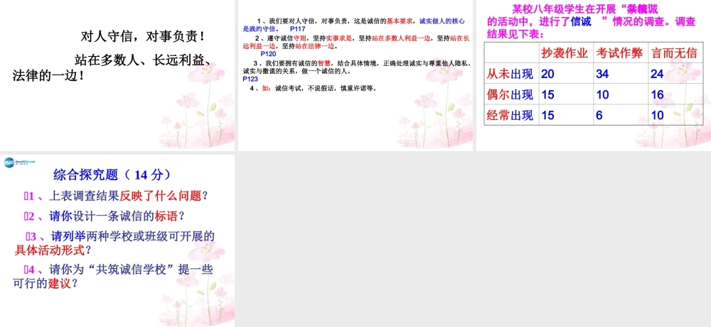 八年级政治上册 第十课 第2框 诚信做人课件 教科版 课件